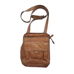 Fossil Vintage Brown Leather Maddox Mini Crossbody Wallet Purse Small Expandable